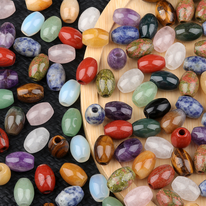 Loose 13x18MM Stone Rice Beads for Making Jewelry Drilled Big Hole-4MM 1Pieces