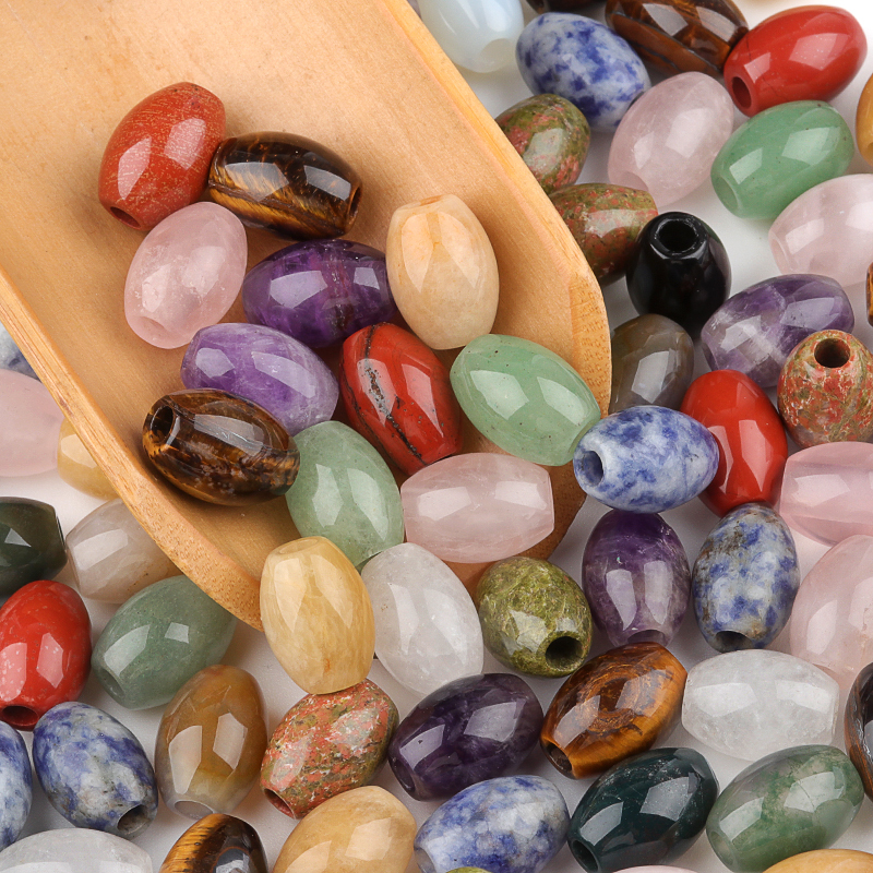 Loose 13x18MM Stone Rice Beads for Making Jewelry Drilled Big Hole-4MM 1Pieces