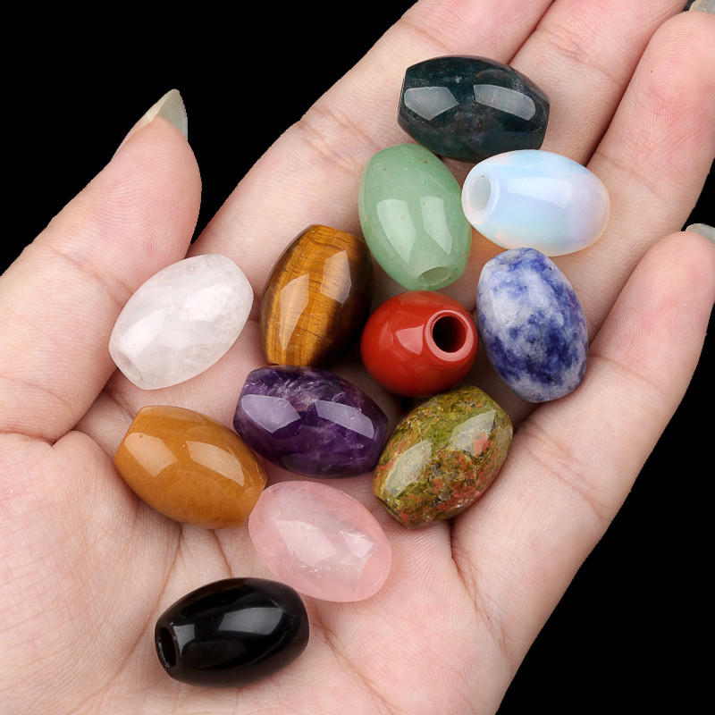 Loose 13x18MM Stone Rice Beads for Making Jewelry Drilled Big Hole-4MM 1Pieces