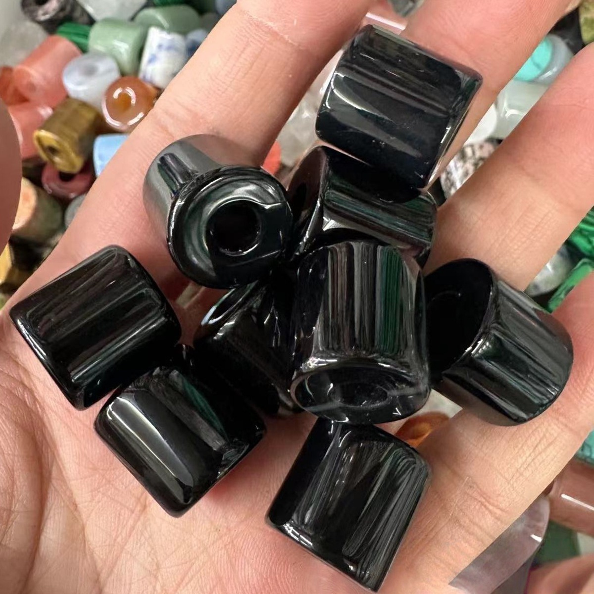 Loose 9X9MM Tube Stone Beads for Making Jewelry Drilled Big Hole-3MM 1Pieces