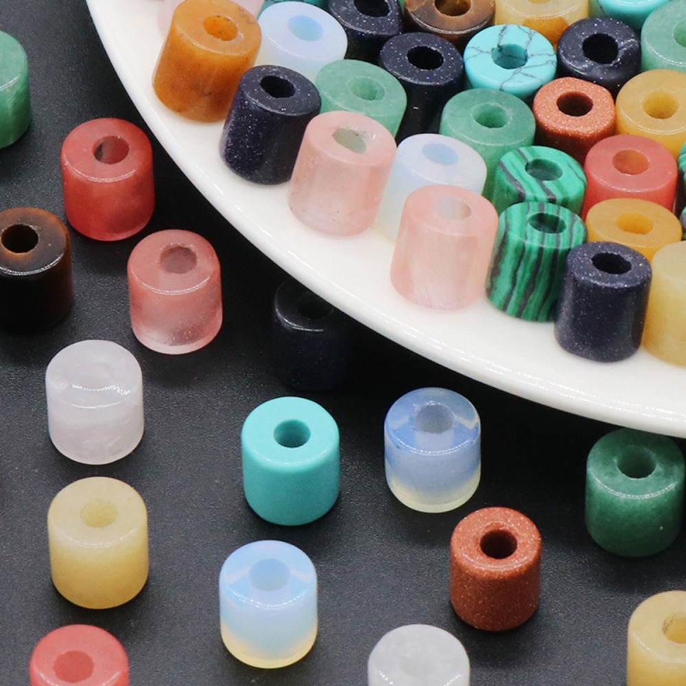 Loose 9X9MM Tube Stone Beads for Making Jewelry Drilled Big Hole-3MM 1Pieces