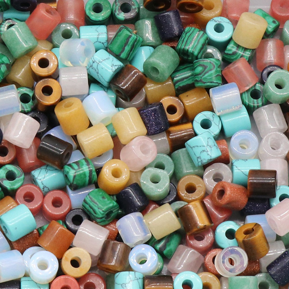 Loose 9X9MM Tube Stone Beads for Making Jewelry Drilled Big Hole-3MM 1Pieces
