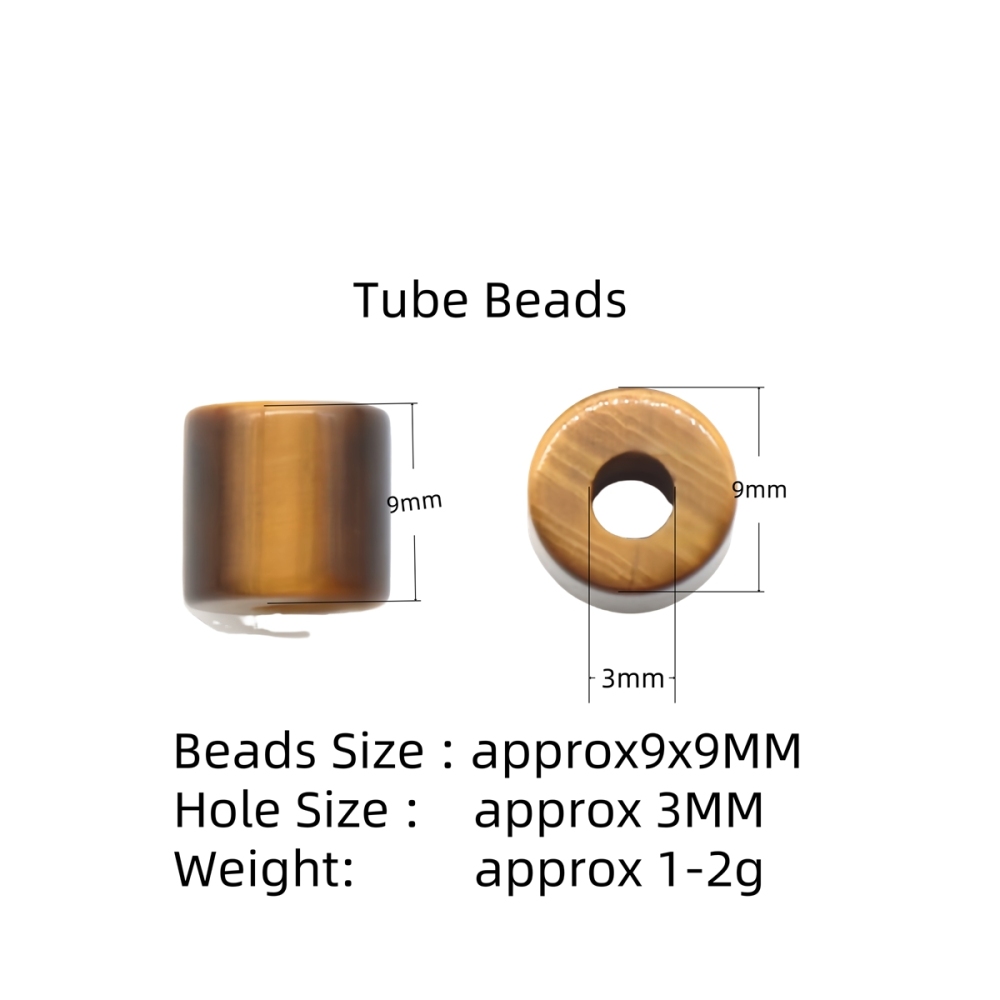 Loose 9X9MM Tube Stone Beads for Making Jewelry Drilled Big Hole-3MM 1Pieces