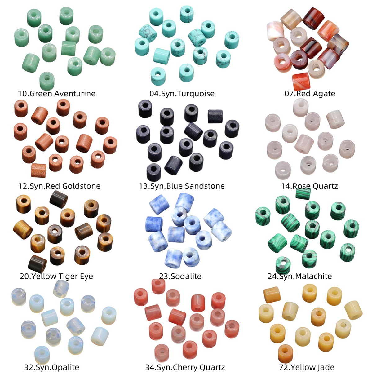 Loose 9X9MM Tube Stone Beads for Making Jewelry Drilled Big Hole-3MM 1Pieces