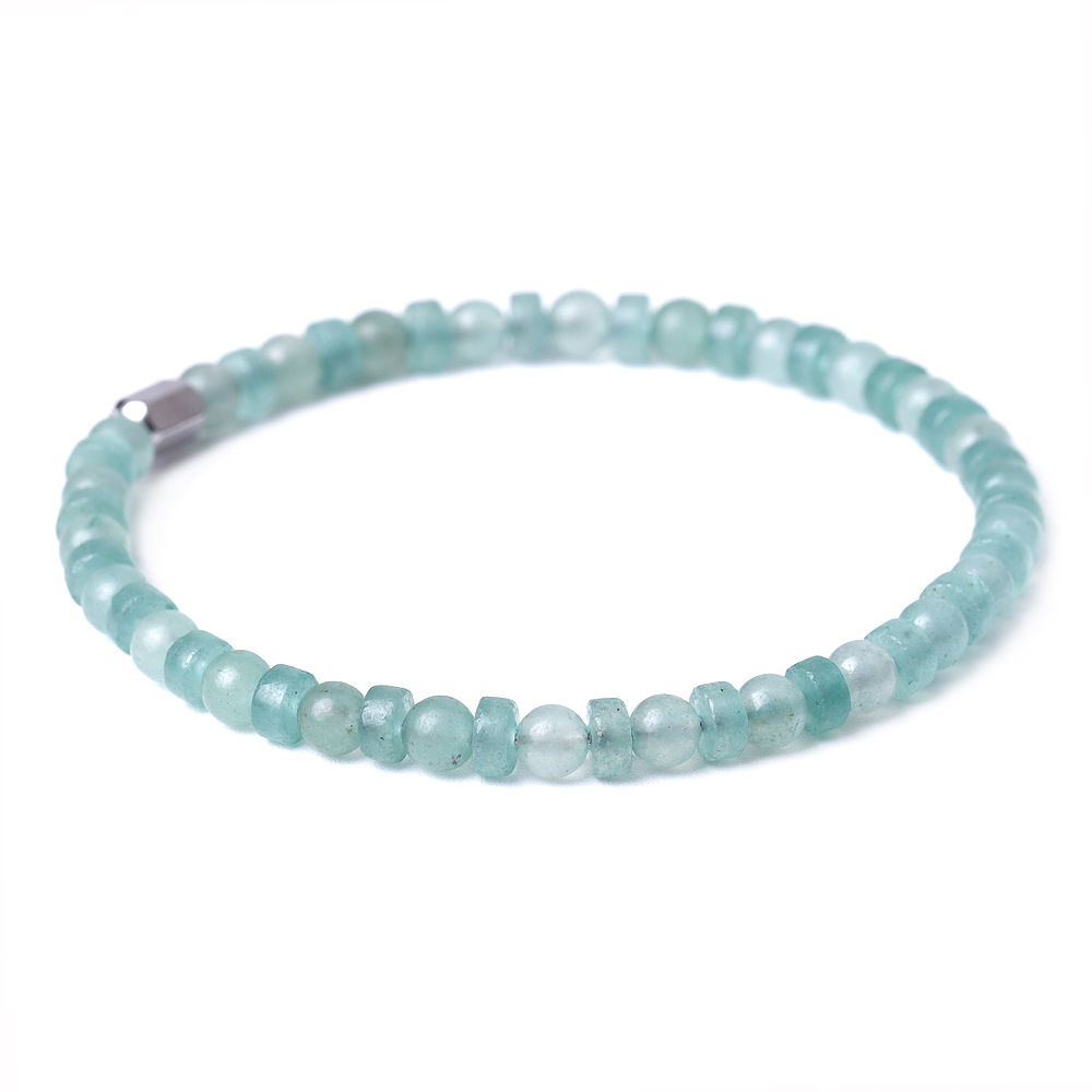 4MM Flat Spacer & Round Stone Beads Stretch Bracelet – Unisex Design for Women & Men