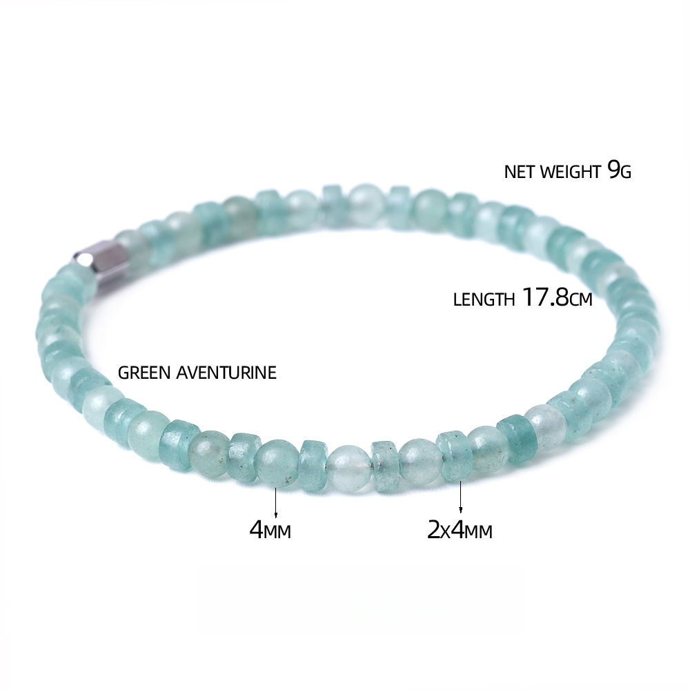4MM Flat Spacer & Round Stone Beads Stretch Bracelet – Unisex Design for Women & Men