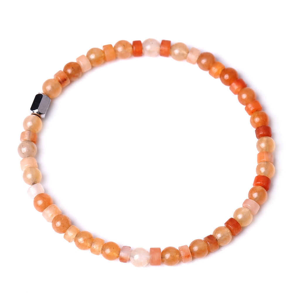 4MM Flat Spacer & Round Stone Beads Stretch Bracelet – Unisex Design for Women & Men