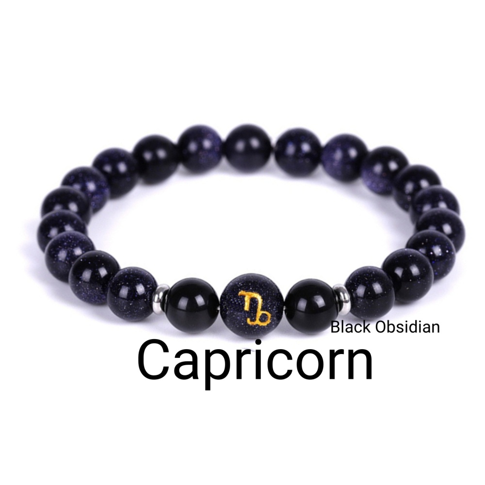 Blue Goldstone Zodiac Bracelets for Women Men 12 Constellations Healing Crystal Stretch Bracelet Zodiac Sign Horoscope Spiritual Jewelry Birthday Gift