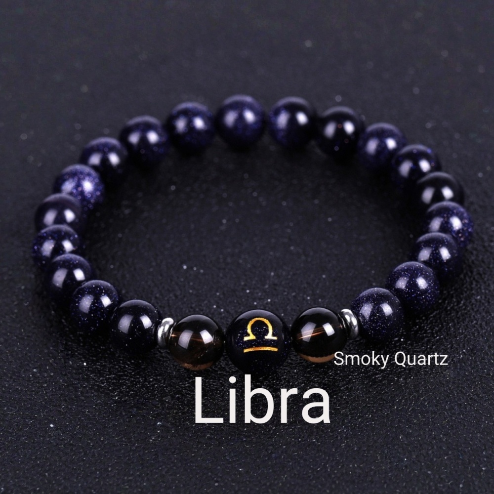 Blue Goldstone Zodiac Bracelets for Women Men 12 Constellations Healing Crystal Stretch Bracelet Zodiac Sign Horoscope Spiritual Jewelry Birthday Gift