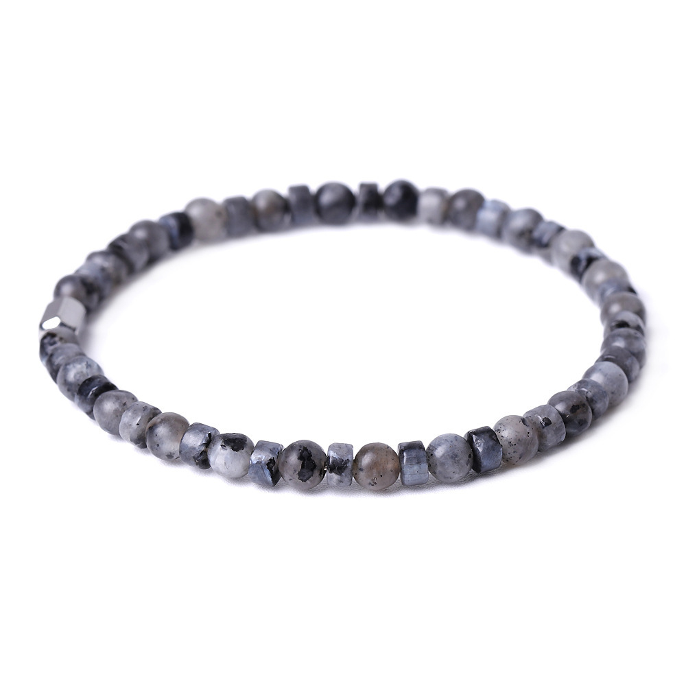 4MM Flat Spacer & Round Stone Beads Stretch Bracelet – Unisex Design for Women & Men