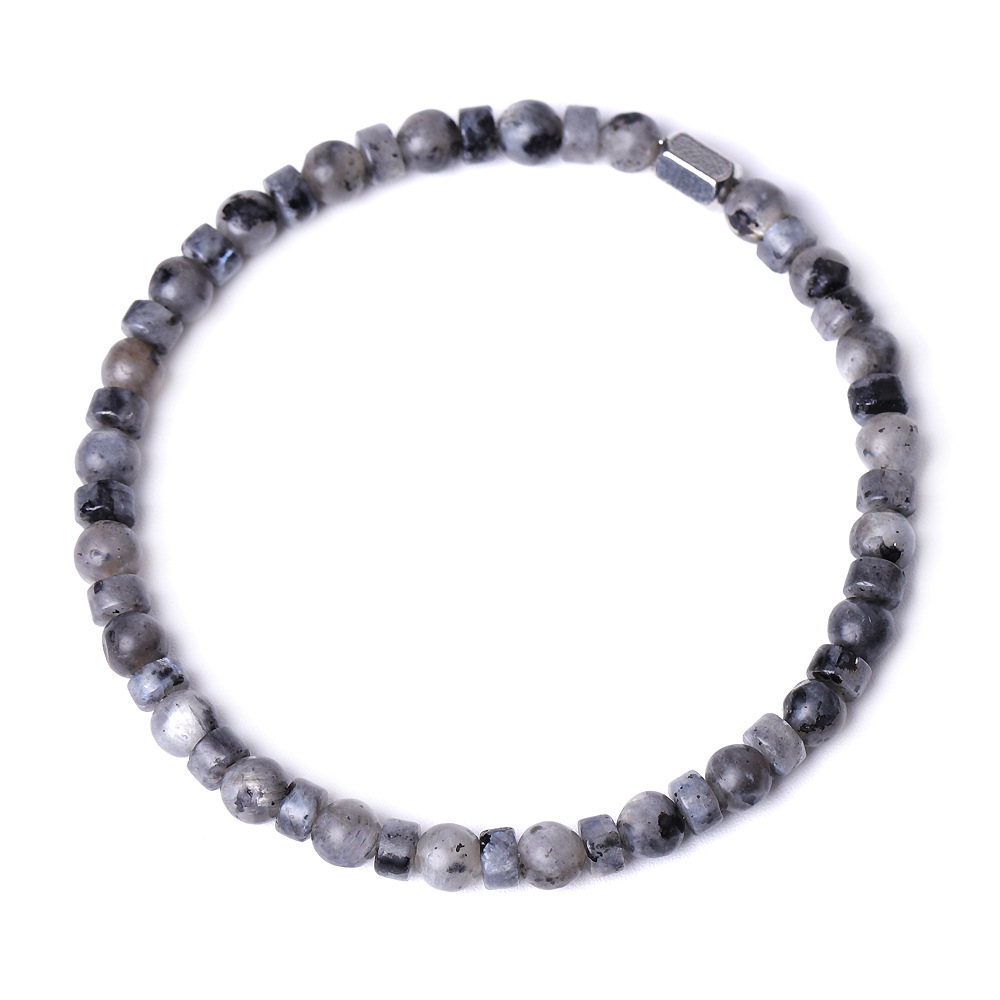 4MM Flat Spacer & Round Stone Beads Stretch Bracelet – Unisex Design for Women & Men