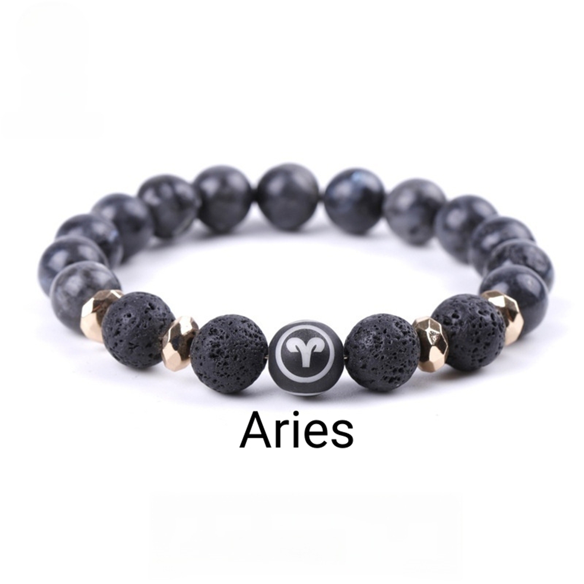 10mm Black Labradorite Zodiac Bracelets for Women Men 12 Constellations Healing Crystal Stretch Bracelet Zodiac Sign wood Horoscope Spiritual Jewelry Birthday Gift