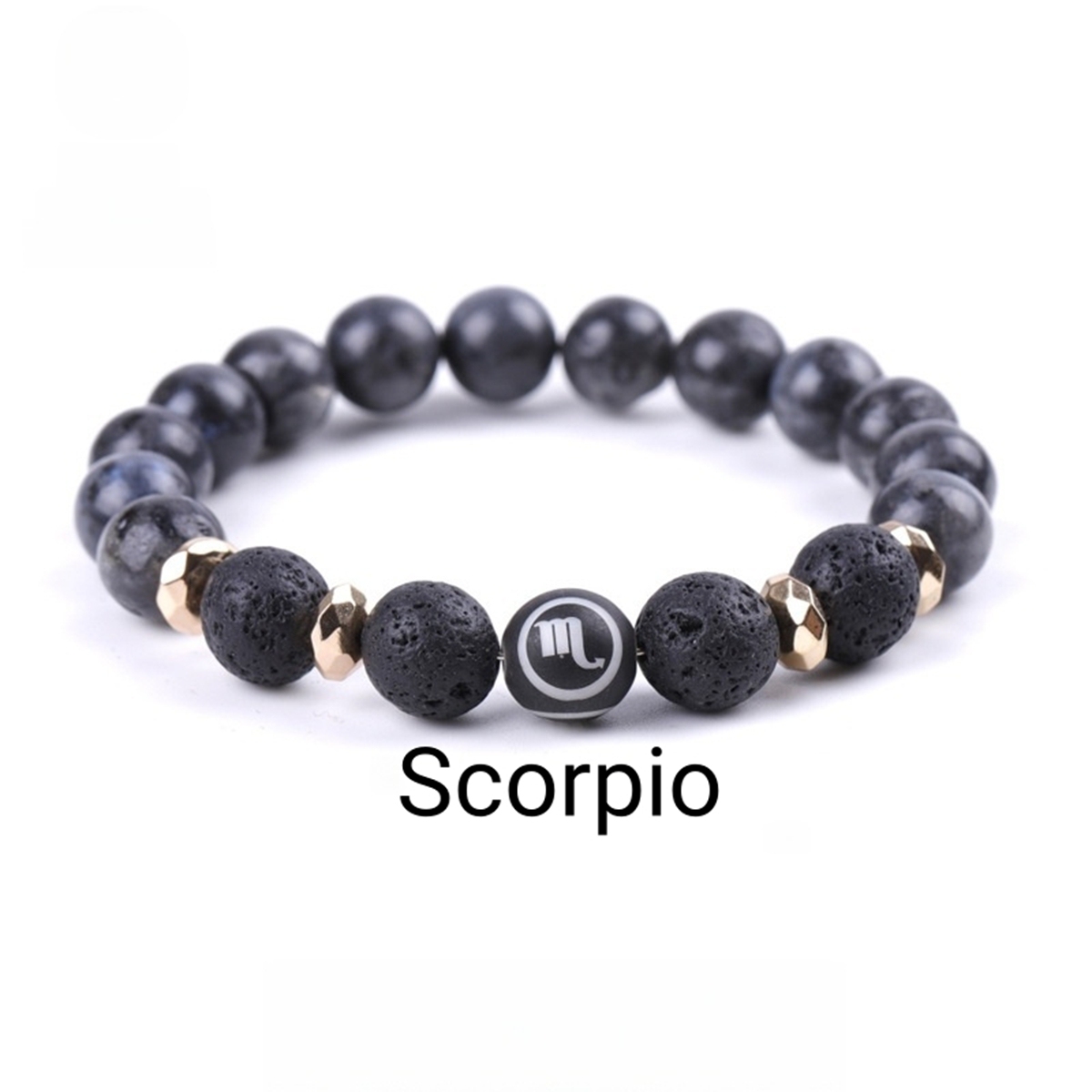 10mm Black Labradorite Zodiac Bracelets for Women Men 12 Constellations Healing Crystal Stretch Bracelet Zodiac Sign wood Horoscope Spiritual Jewelry Birthday Gift