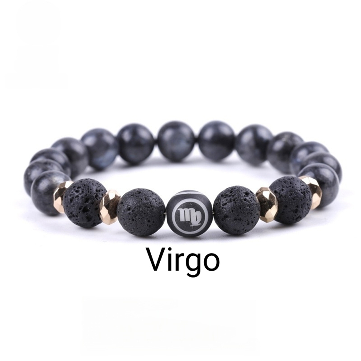 10mm Black Labradorite Zodiac Bracelets for Women Men 12 Constellations Healing Crystal Stretch Bracelet Zodiac Sign wood Horoscope Spiritual Jewelry Birthday Gift