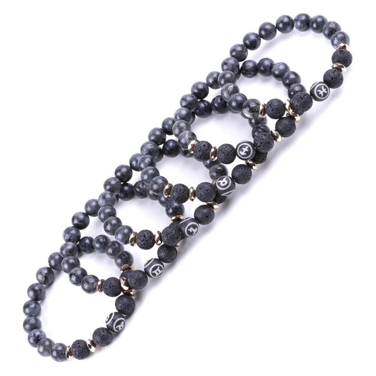 10mm Black Labradorite Zodiac Bracelets for Women Men 12 Constellations Healing Crystal Stretch Bracelet Zodiac Sign wood Horoscope Spiritual Jewelry Birthday Gift