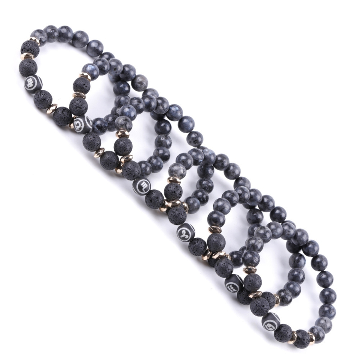 10mm Black Labradorite Zodiac Bracelets for Women Men 12 Constellations Healing Crystal Stretch Bracelet Zodiac Sign wood Horoscope Spiritual Jewelry Birthday Gift