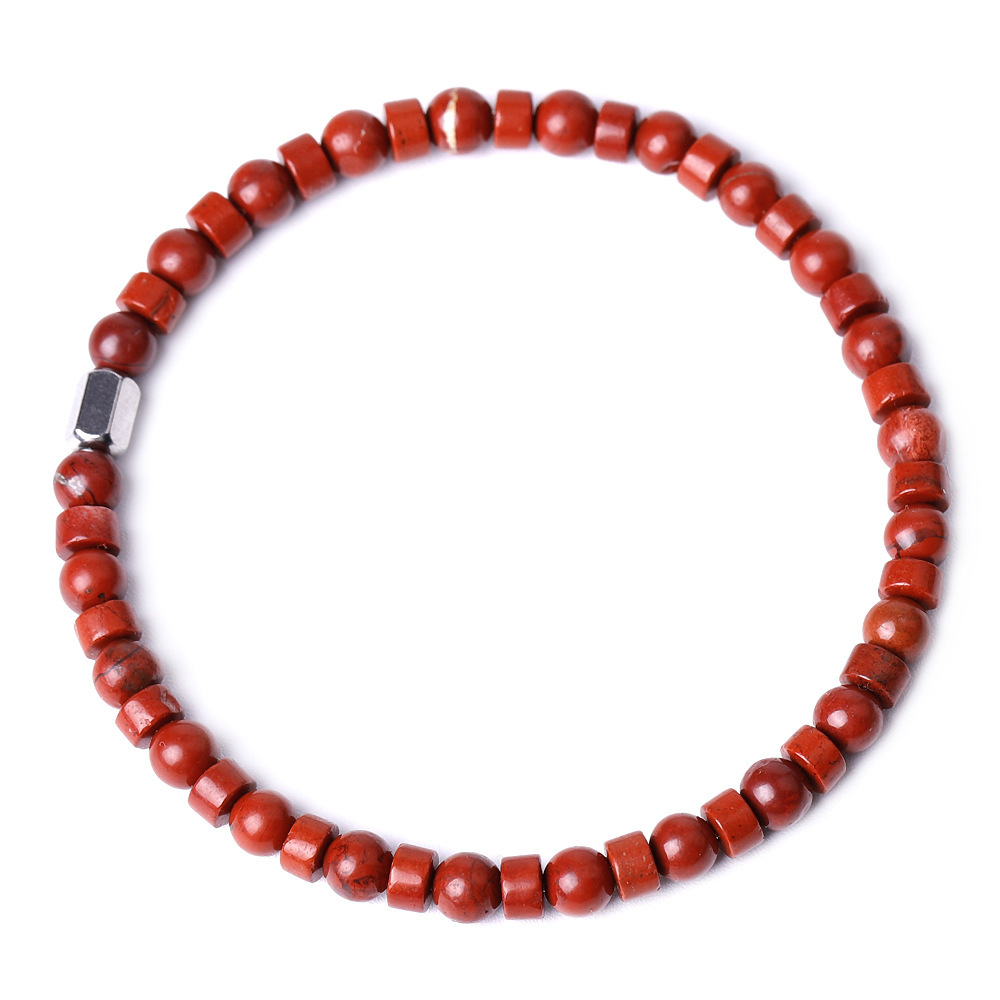 4MM Flat Spacer & Round Stone Beads Stretch Bracelet – Unisex Design for Women & Men