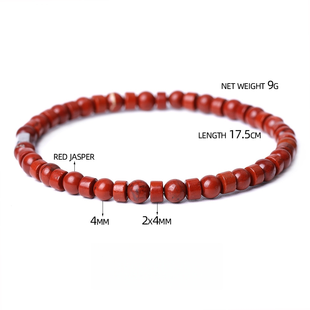 4MM Flat Spacer & Round Stone Beads Stretch Bracelet – Unisex Design for Women & Men