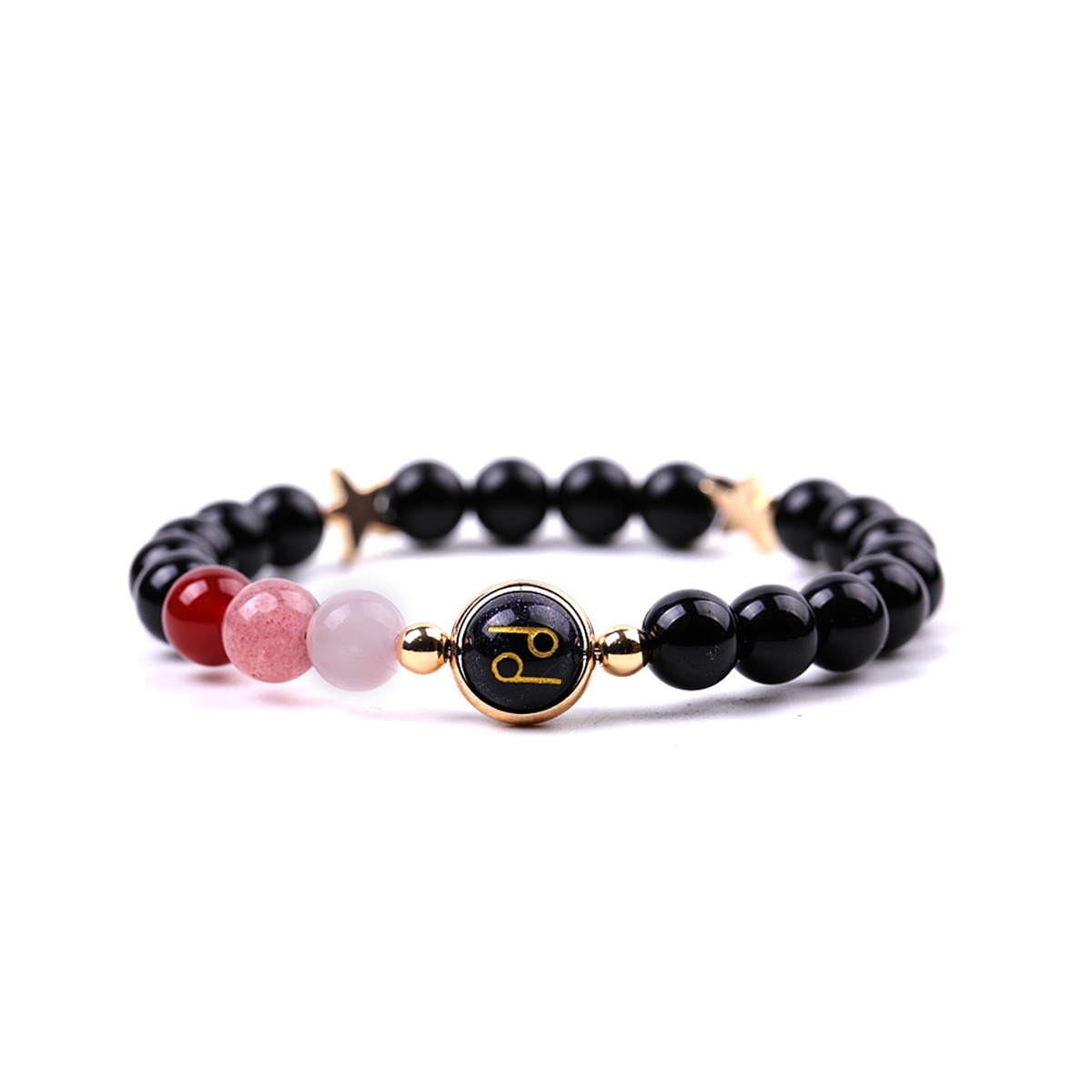 Black Onyx Zodiac Bracelets for Women Men 12 Constellations Healing Crystal Stretch Bracelet Zodiac Sign Blue Goldstone Horoscope Spiritual Jewelry Birthday Gift