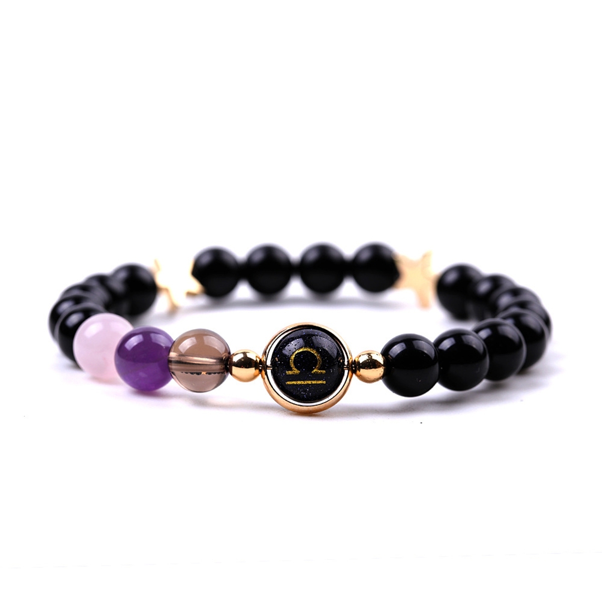 Black Onyx Zodiac Bracelets for Women Men 12 Constellations Healing Crystal Stretch Bracelet Zodiac Sign Blue Goldstone Horoscope Spiritual Jewelry Birthday Gift