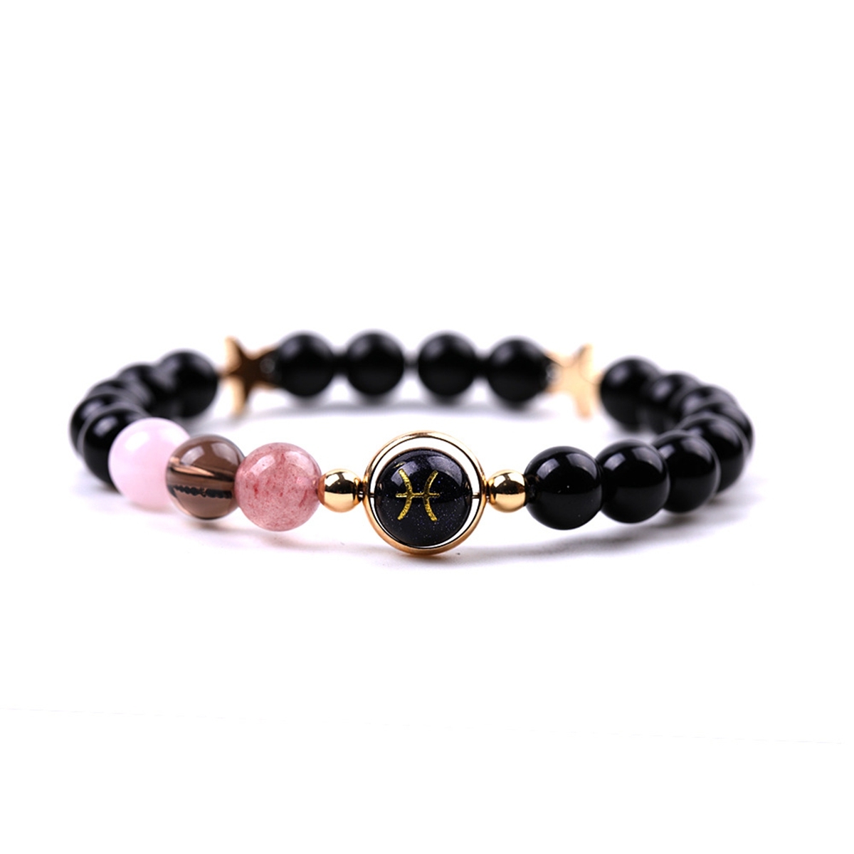 Black Onyx Zodiac Bracelets for Women Men 12 Constellations Healing Crystal Stretch Bracelet Zodiac Sign Blue Goldstone Horoscope Spiritual Jewelry Birthday Gift