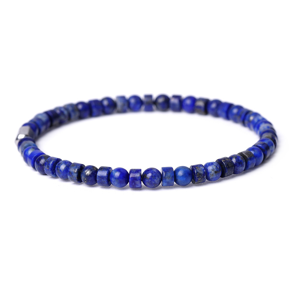 4MM Flat Spacer & Round Stone Beads Stretch Bracelet – Unisex Design for Women & Men