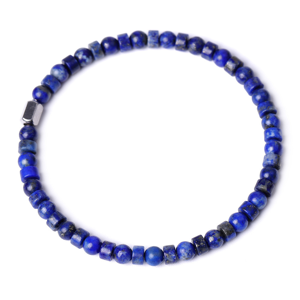 4MM Flat Spacer & Round Stone Beads Stretch Bracelet – Unisex Design for Women & Men