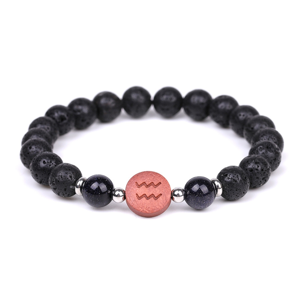 Lava Stone Zodiac Bracelets for Women Men 12 Constellations Healing Crystal Stretch Bracelet Zodiac Sign wood Horoscope Spiritual Jewelry Birthday Gift