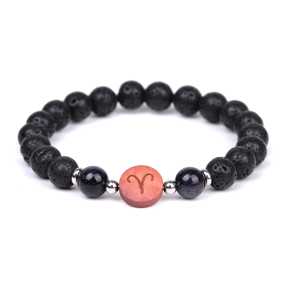 Lava Stone Zodiac Bracelets for Women Men 12 Constellations Healing Crystal Stretch Bracelet Zodiac Sign wood Horoscope Spiritual Jewelry Birthday Gift