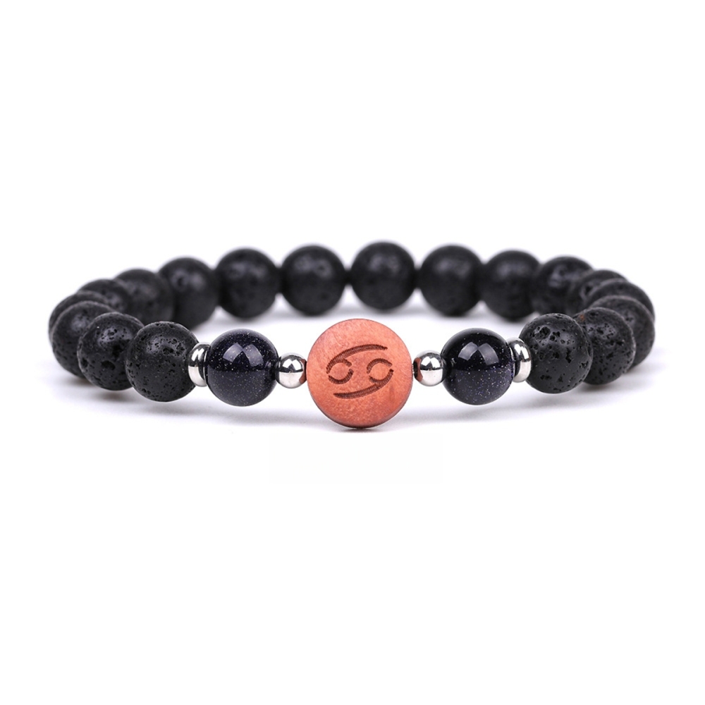 Lava Stone Zodiac Bracelets for Women Men 12 Constellations Healing Crystal Stretch Bracelet Zodiac Sign wood Horoscope Spiritual Jewelry Birthday Gift