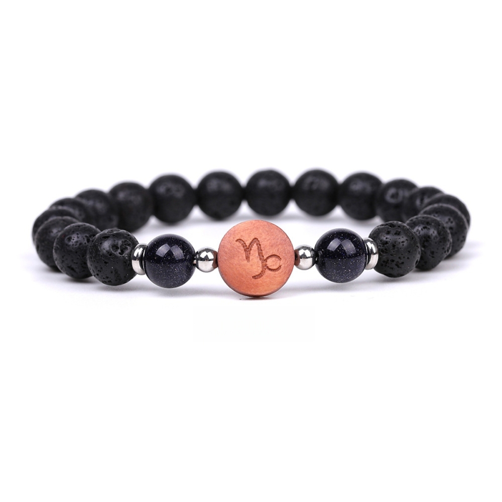 Lava Stone Zodiac Bracelets for Women Men 12 Constellations Healing Crystal Stretch Bracelet Zodiac Sign wood Horoscope Spiritual Jewelry Birthday Gift