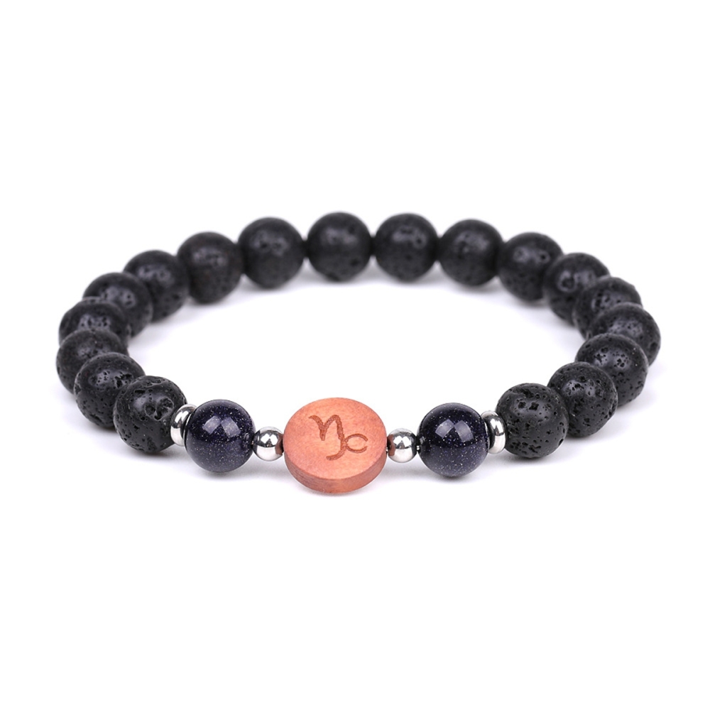 Lava Stone Zodiac Bracelets for Women Men 12 Constellations Healing Crystal Stretch Bracelet Zodiac Sign wood Horoscope Spiritual Jewelry Birthday Gift