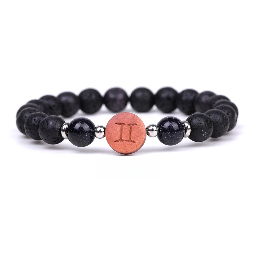 Lava Stone Zodiac Bracelets for Women Men 12 Constellations Healing Crystal Stretch Bracelet Zodiac Sign wood Horoscope Spiritual Jewelry Birthday Gift