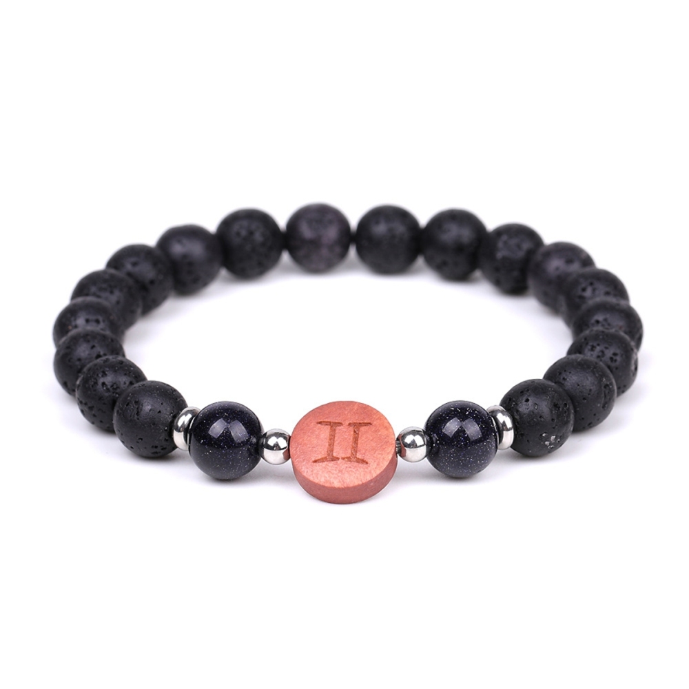Lava Stone Zodiac Bracelets for Women Men 12 Constellations Healing Crystal Stretch Bracelet Zodiac Sign wood Horoscope Spiritual Jewelry Birthday Gift