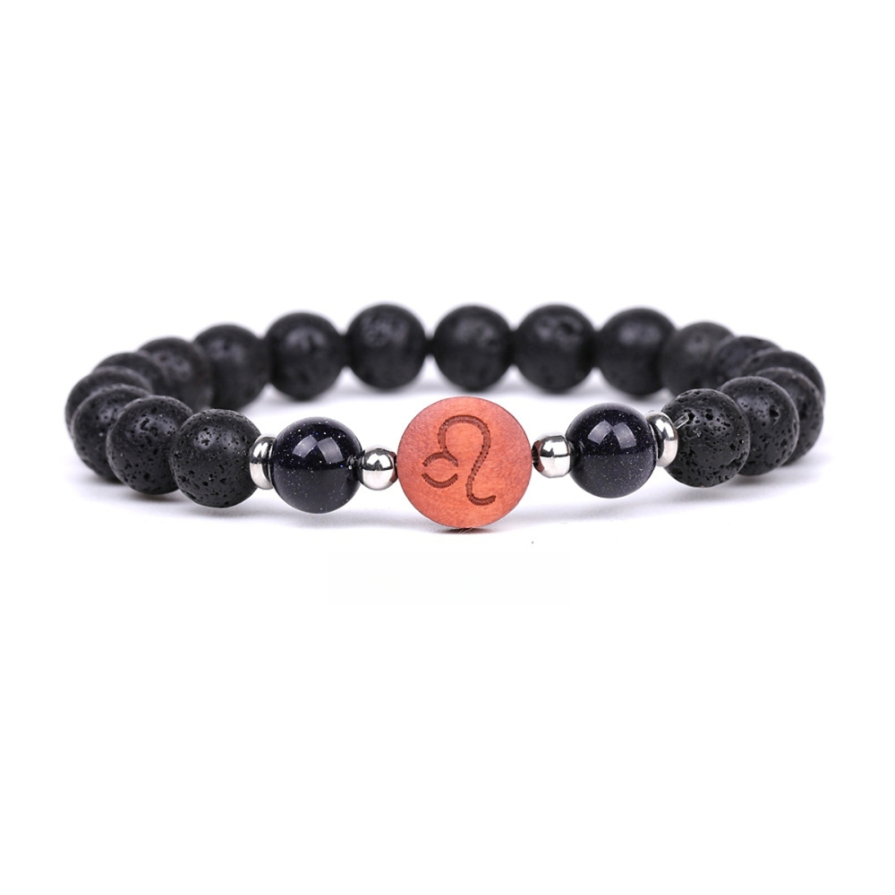 Lava Stone Zodiac Bracelets for Women Men 12 Constellations Healing Crystal Stretch Bracelet Zodiac Sign wood Horoscope Spiritual Jewelry Birthday Gift
