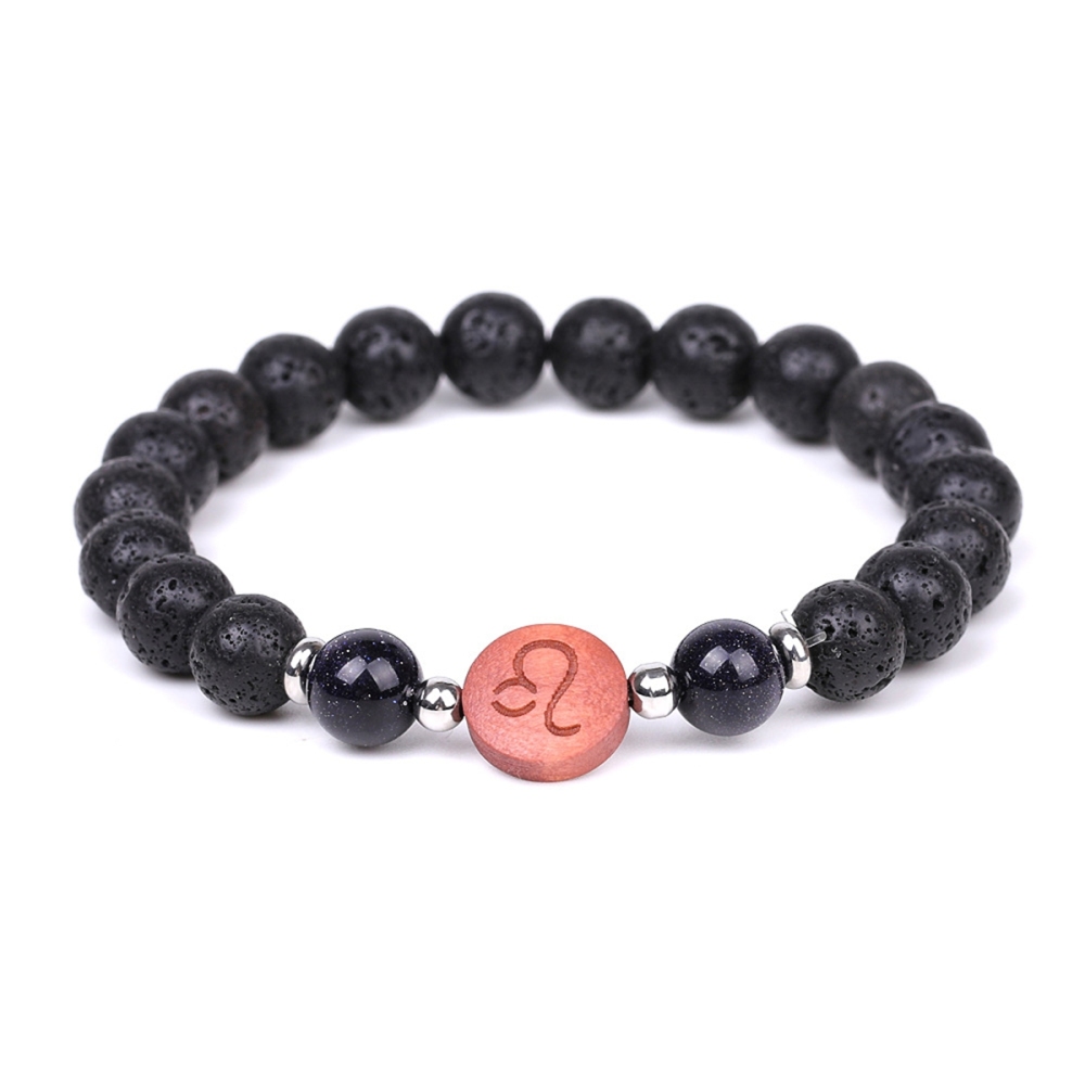 Lava Stone Zodiac Bracelets for Women Men 12 Constellations Healing Crystal Stretch Bracelet Zodiac Sign wood Horoscope Spiritual Jewelry Birthday Gift