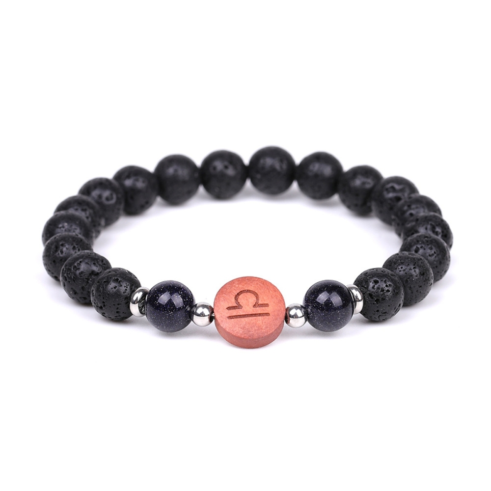 Lava Stone Zodiac Bracelets for Women Men 12 Constellations Healing Crystal Stretch Bracelet Zodiac Sign wood Horoscope Spiritual Jewelry Birthday Gift