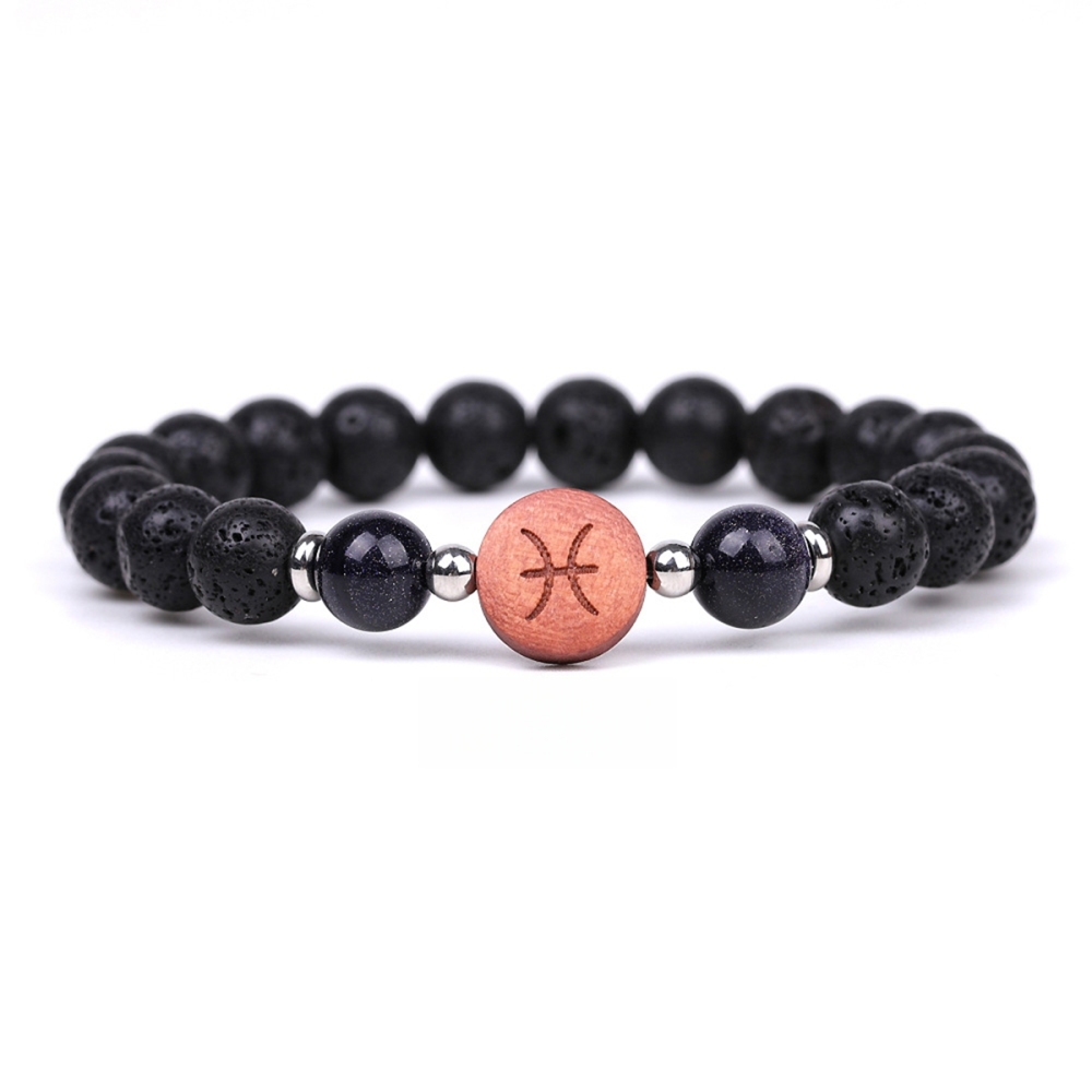 Lava Stone Zodiac Bracelets for Women Men 12 Constellations Healing Crystal Stretch Bracelet Zodiac Sign wood Horoscope Spiritual Jewelry Birthday Gift