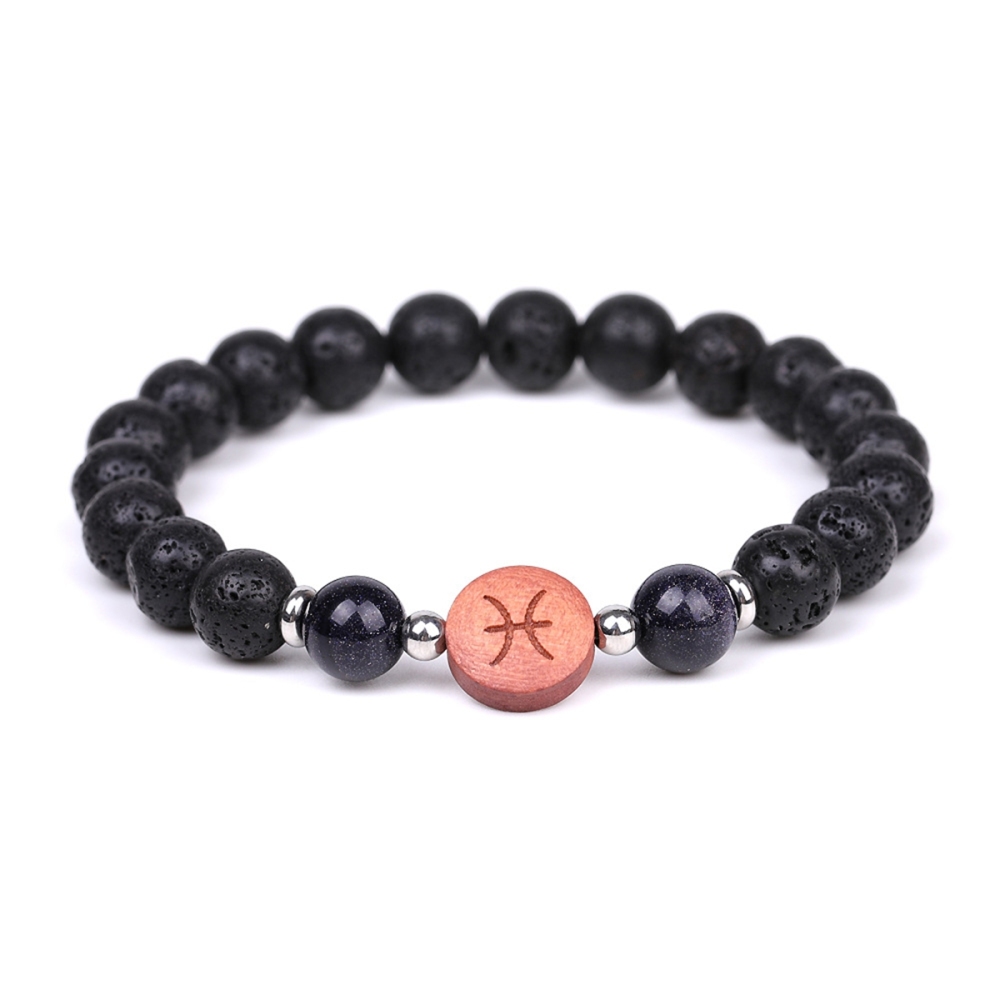Lava Stone Zodiac Bracelets for Women Men 12 Constellations Healing Crystal Stretch Bracelet Zodiac Sign wood Horoscope Spiritual Jewelry Birthday Gift