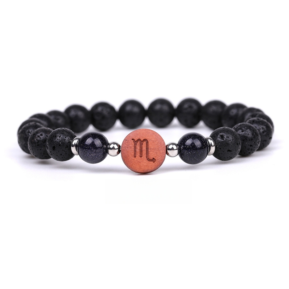 Lava Stone Zodiac Bracelets for Women Men 12 Constellations Healing Crystal Stretch Bracelet Zodiac Sign wood Horoscope Spiritual Jewelry Birthday Gift