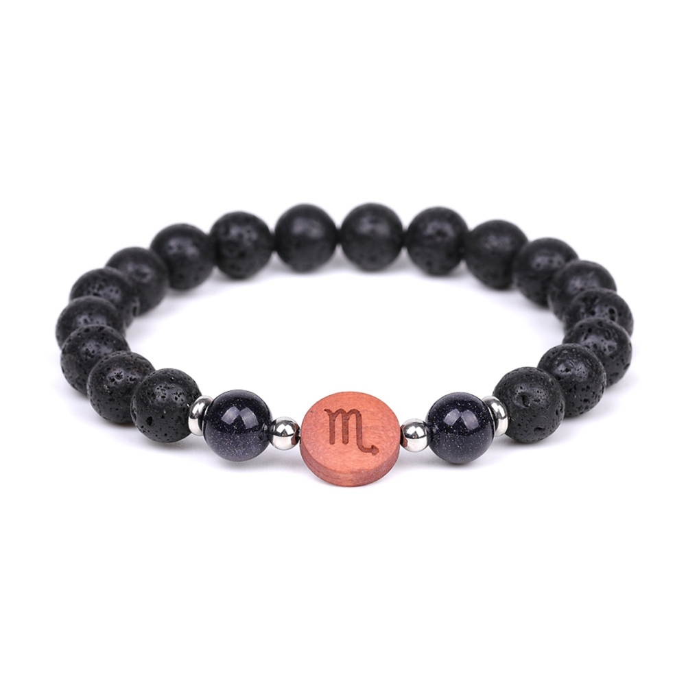Lava Stone Zodiac Bracelets for Women Men 12 Constellations Healing Crystal Stretch Bracelet Zodiac Sign wood Horoscope Spiritual Jewelry Birthday Gift