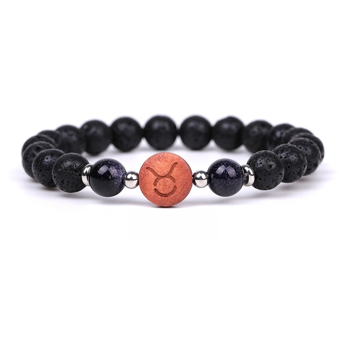 Lava Stone Zodiac Bracelets for Women Men 12 Constellations Healing Crystal Stretch Bracelet Zodiac Sign wood Horoscope Spiritual Jewelry Birthday Gift
