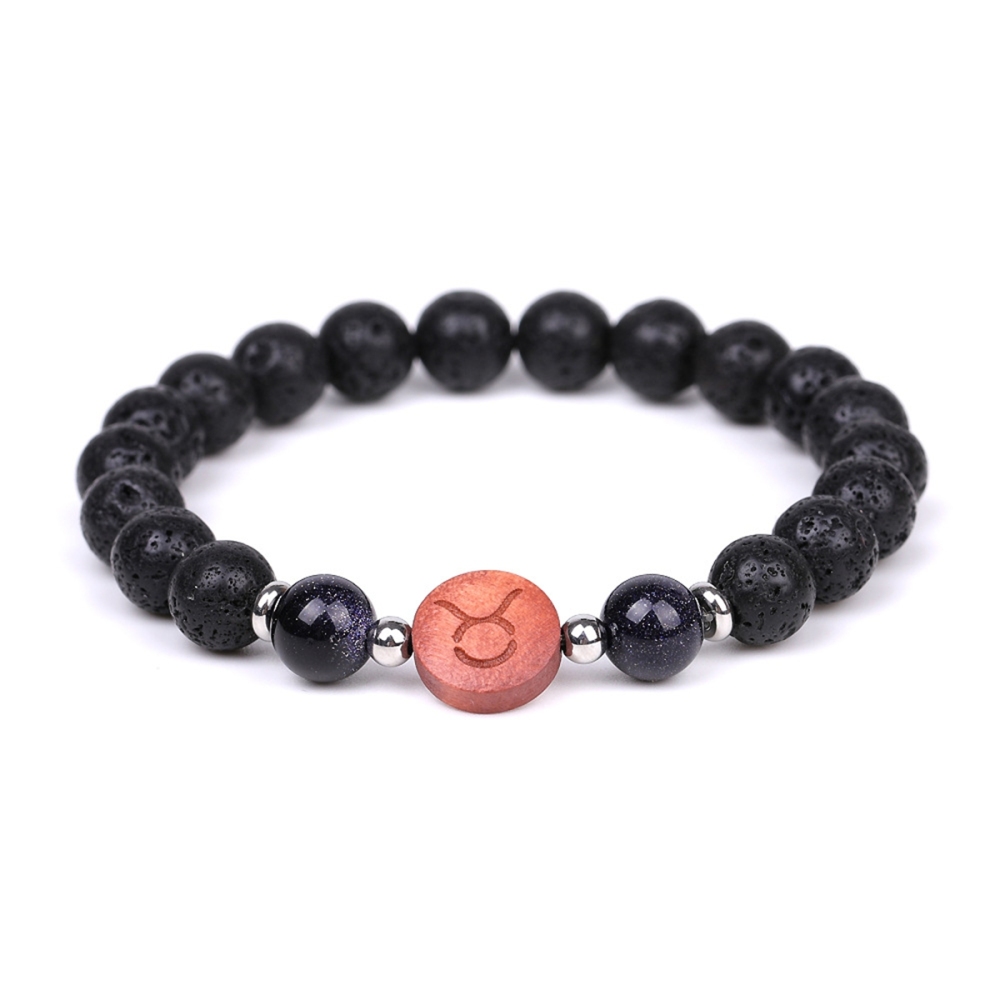 Lava Stone Zodiac Bracelets for Women Men 12 Constellations Healing Crystal Stretch Bracelet Zodiac Sign wood Horoscope Spiritual Jewelry Birthday Gift