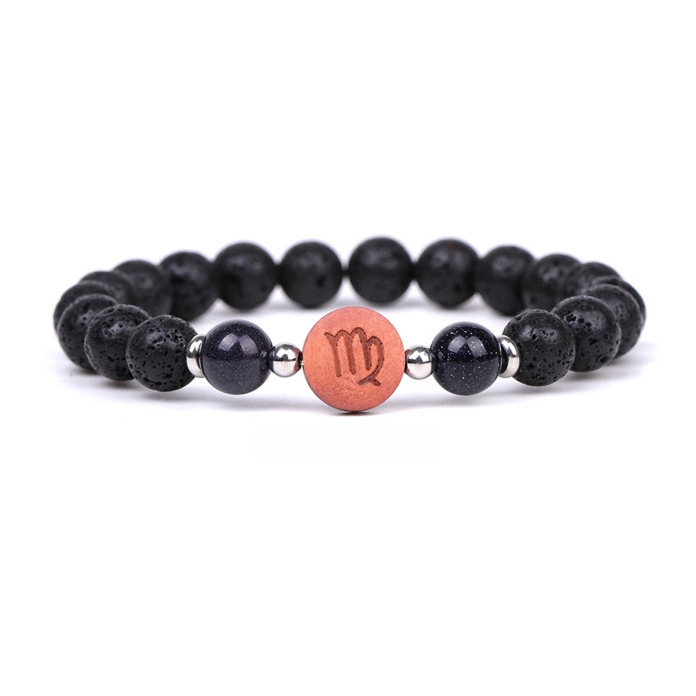 Lava Stone Zodiac Bracelets for Women Men 12 Constellations Healing Crystal Stretch Bracelet Zodiac Sign wood Horoscope Spiritual Jewelry Birthday Gift