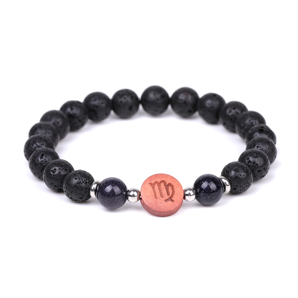 Lava Stone Zodiac Bracelets for Women Men 12 Constellations Healing Crystal Stretch Bracelet Zodiac Sign wood Horoscope Spiritual Jewelry Birthday Gift