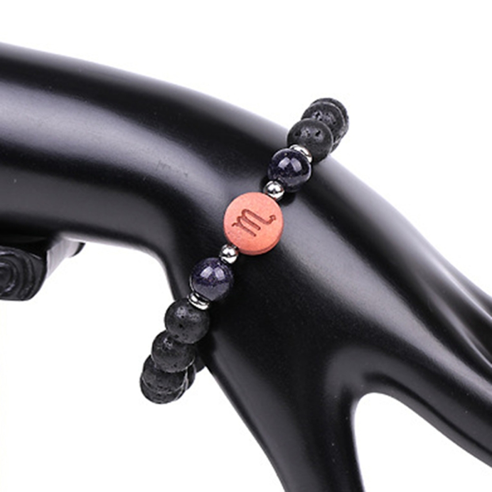 Lava Stone Zodiac Bracelets for Women Men 12 Constellations Healing Crystal Stretch Bracelet Zodiac Sign wood Horoscope Spiritual Jewelry Birthday Gift