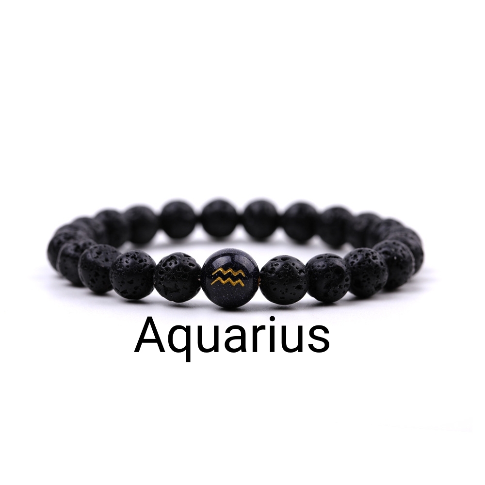 Lava Stone Zodiac Bracelets for Women Men 12 Constellations Healing Crystal Stretch Bracelet Zodiac Sign Horoscope Spiritual Jewelry Birthday Gift