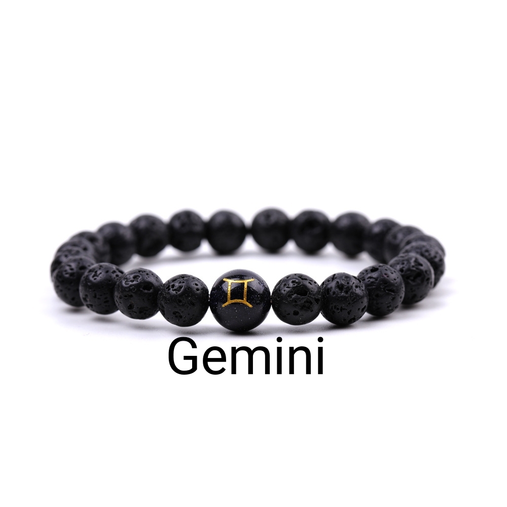 Lava Stone Zodiac Bracelets for Women Men 12 Constellations Healing Crystal Stretch Bracelet Zodiac Sign Horoscope Spiritual Jewelry Birthday Gift