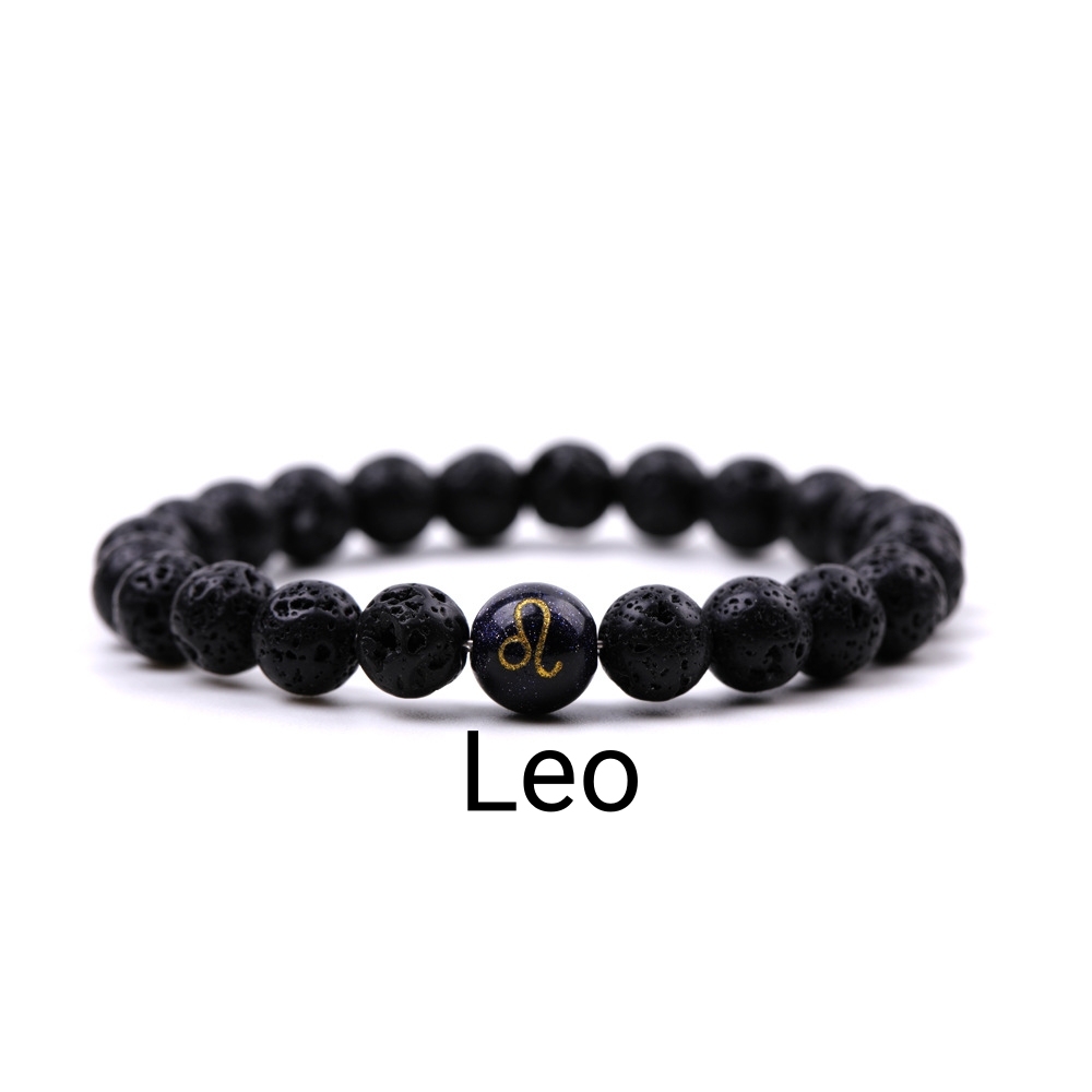 Lava Stone Zodiac Bracelets for Women Men 12 Constellations Healing Crystal Stretch Bracelet Zodiac Sign Horoscope Spiritual Jewelry Birthday Gift