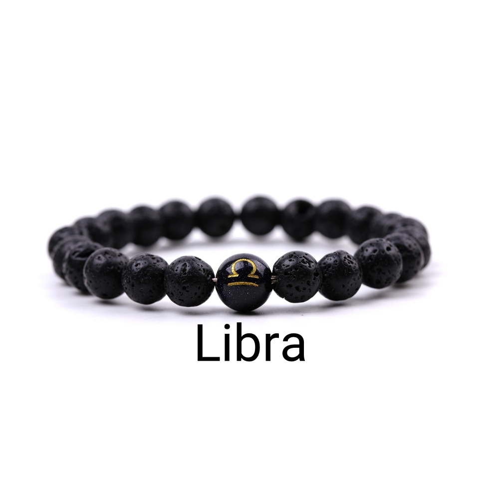 Lava Stone Zodiac Bracelets for Women Men 12 Constellations Healing Crystal Stretch Bracelet Zodiac Sign Horoscope Spiritual Jewelry Birthday Gift